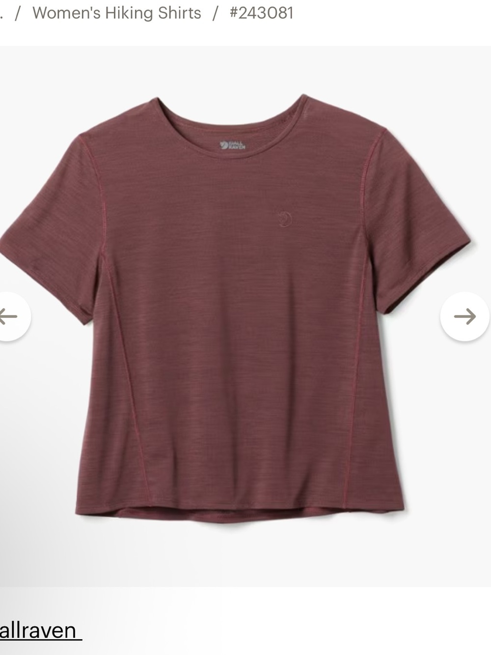 Fjallraven Women's Abisko Lite Short Sleeve T-Shirt - XS  Maroon / Burgendy